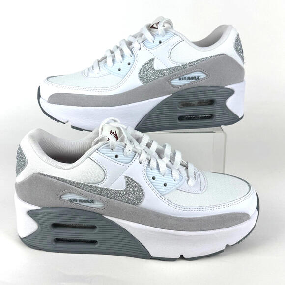 Nike Shoes - Nike Air Max 90 LV8 White Glitter Swoosh Photon Dust HQ3456-191 Women's 7.5 NEW